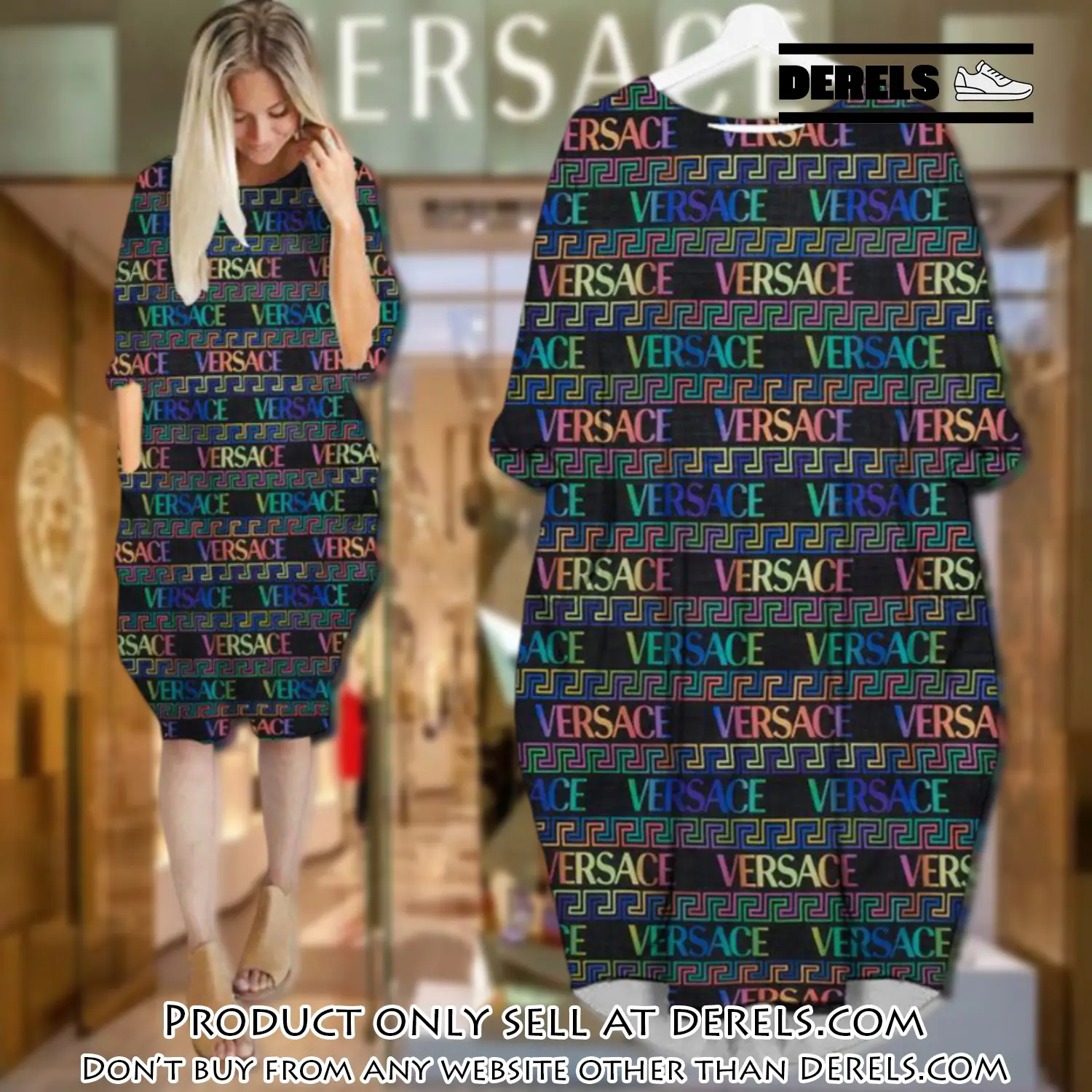 Gianni versace multicolor batwing pocket dress luxury brand for women pd062 dr2422935